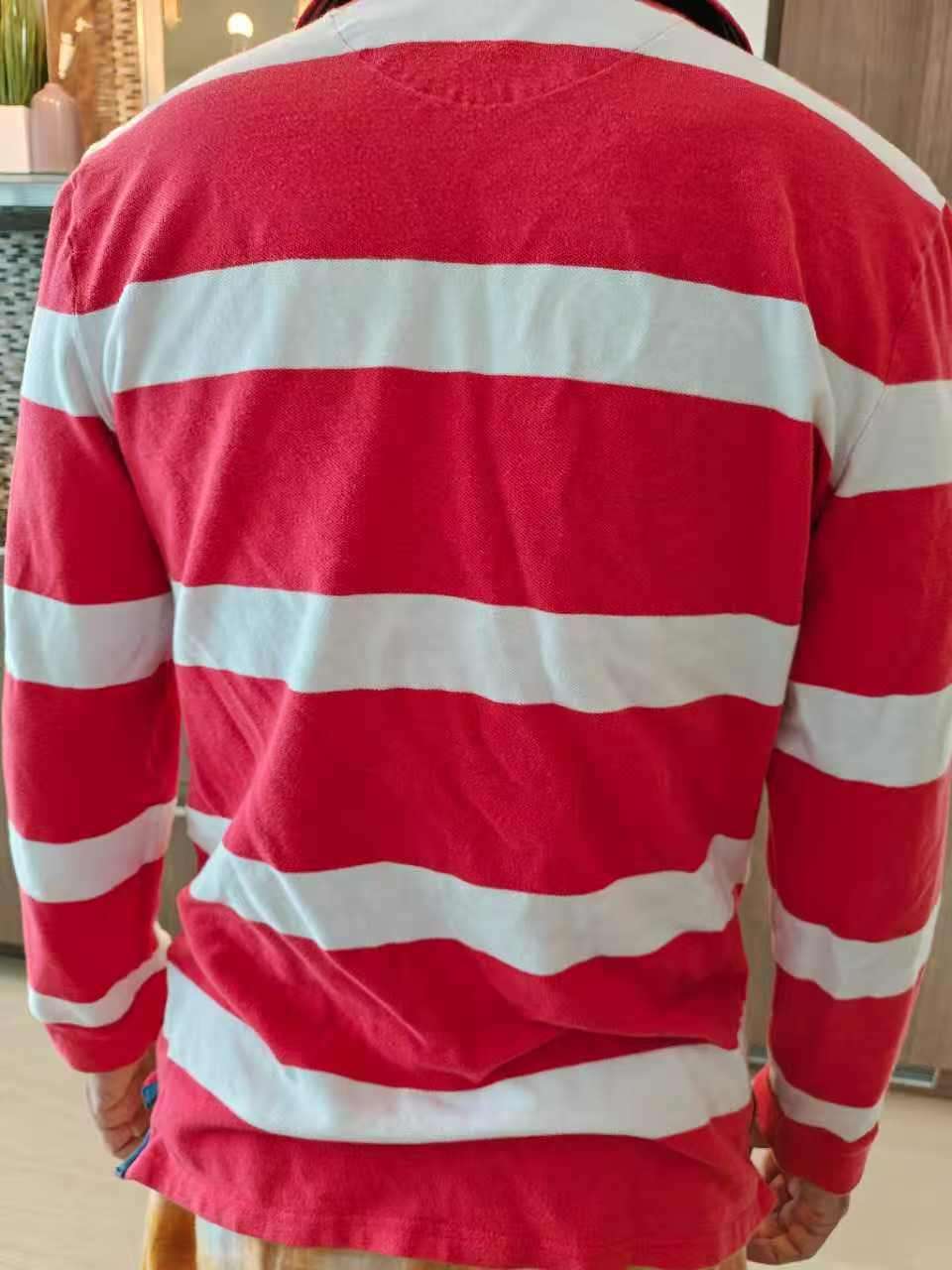 Red & White Stripe Long-Sleeve Polo Shirt - 80% New - photo 3