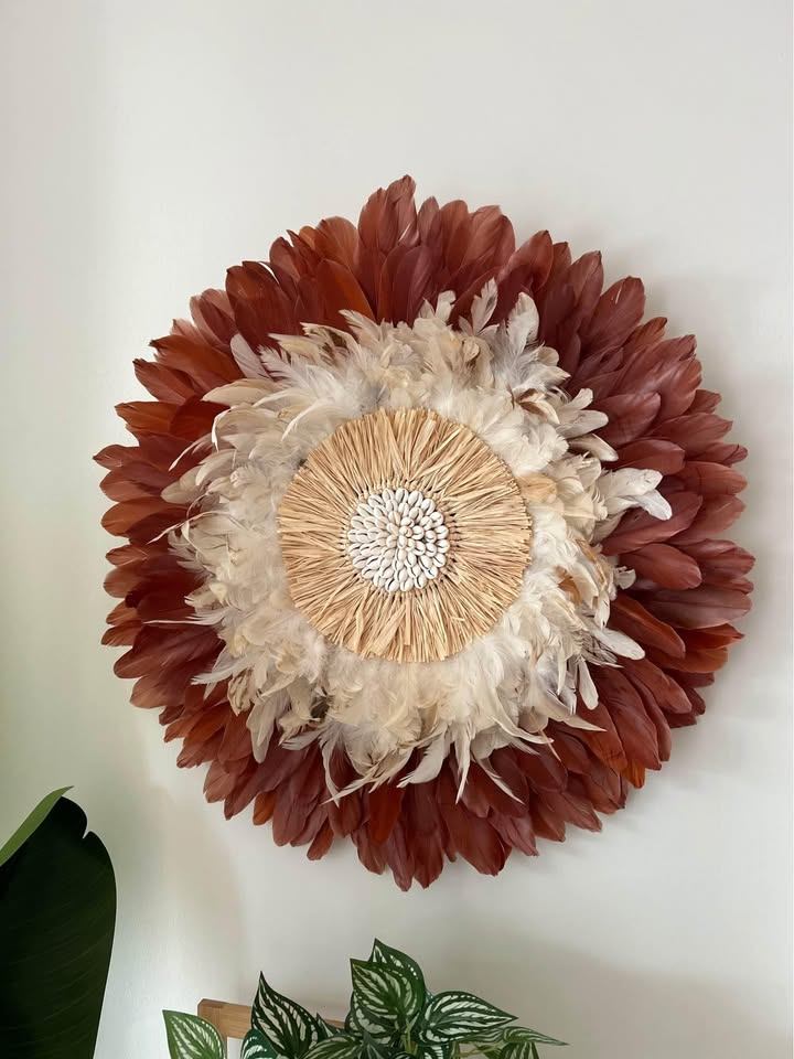60cm Handmade Jujuhat Feather Wall Decor - Boho Style - photo 2