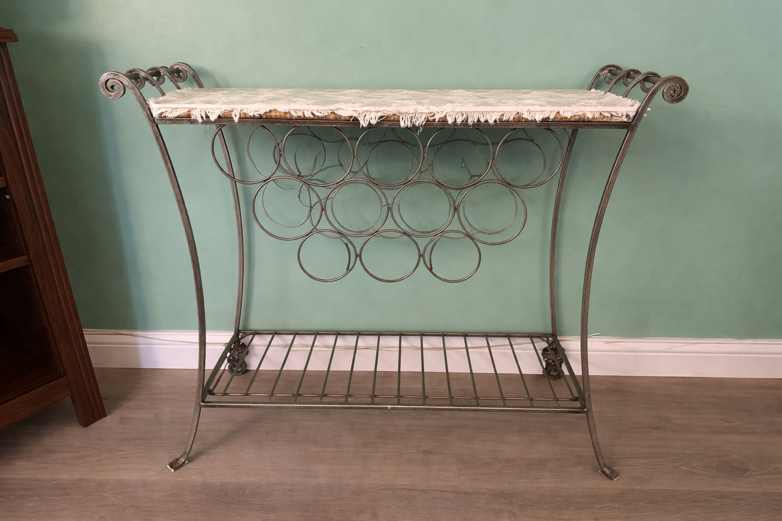 Metal Wine Rack Table with Faux Marble Top