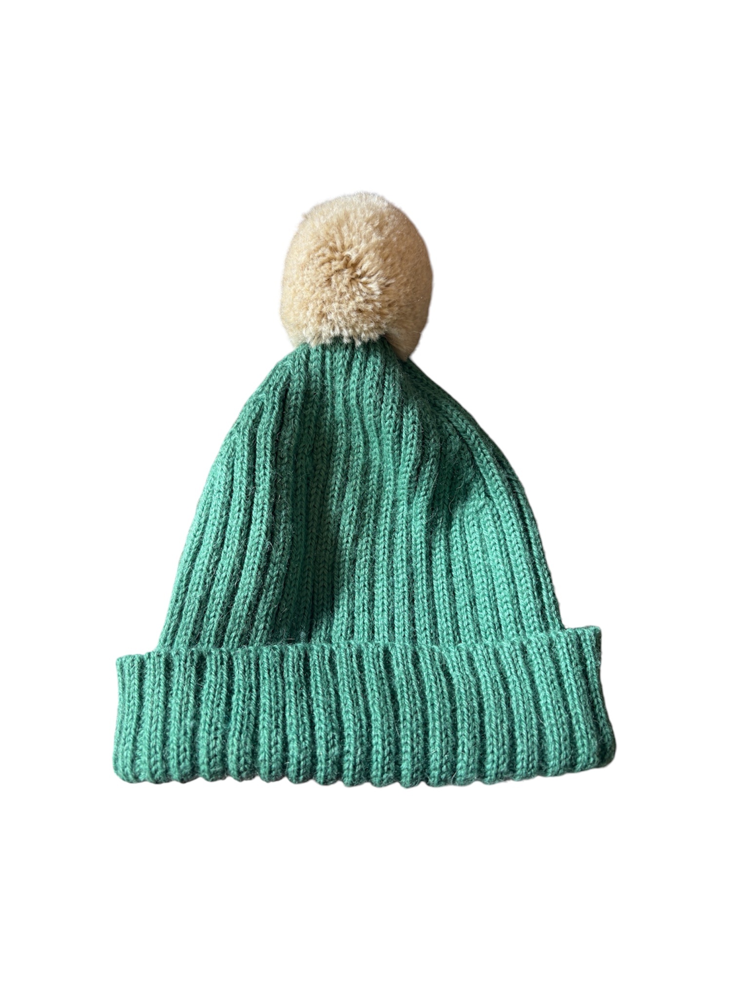 Oeuf Green 100% Baby Alpaca PomPom Beanie Knit Hat Size 6-12M - photo 4