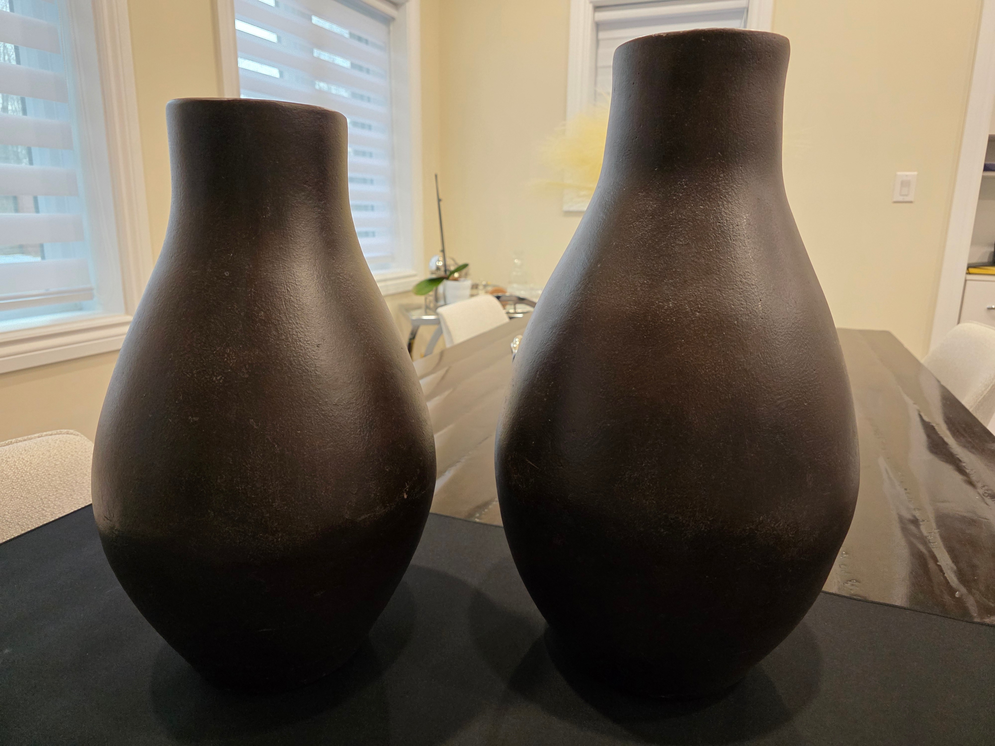 Designer Oversized Sculptural Vases – Matte Espresso Ceramic Set