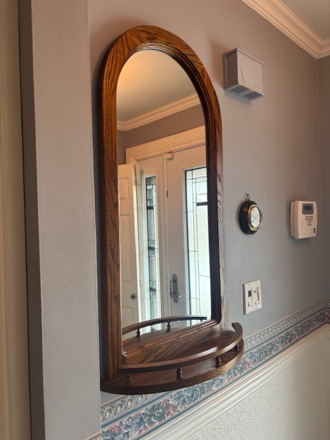 Ethan Allen Solid Oak Hall Mirror +Shelf – Entryway Wall Mirror - photo 2