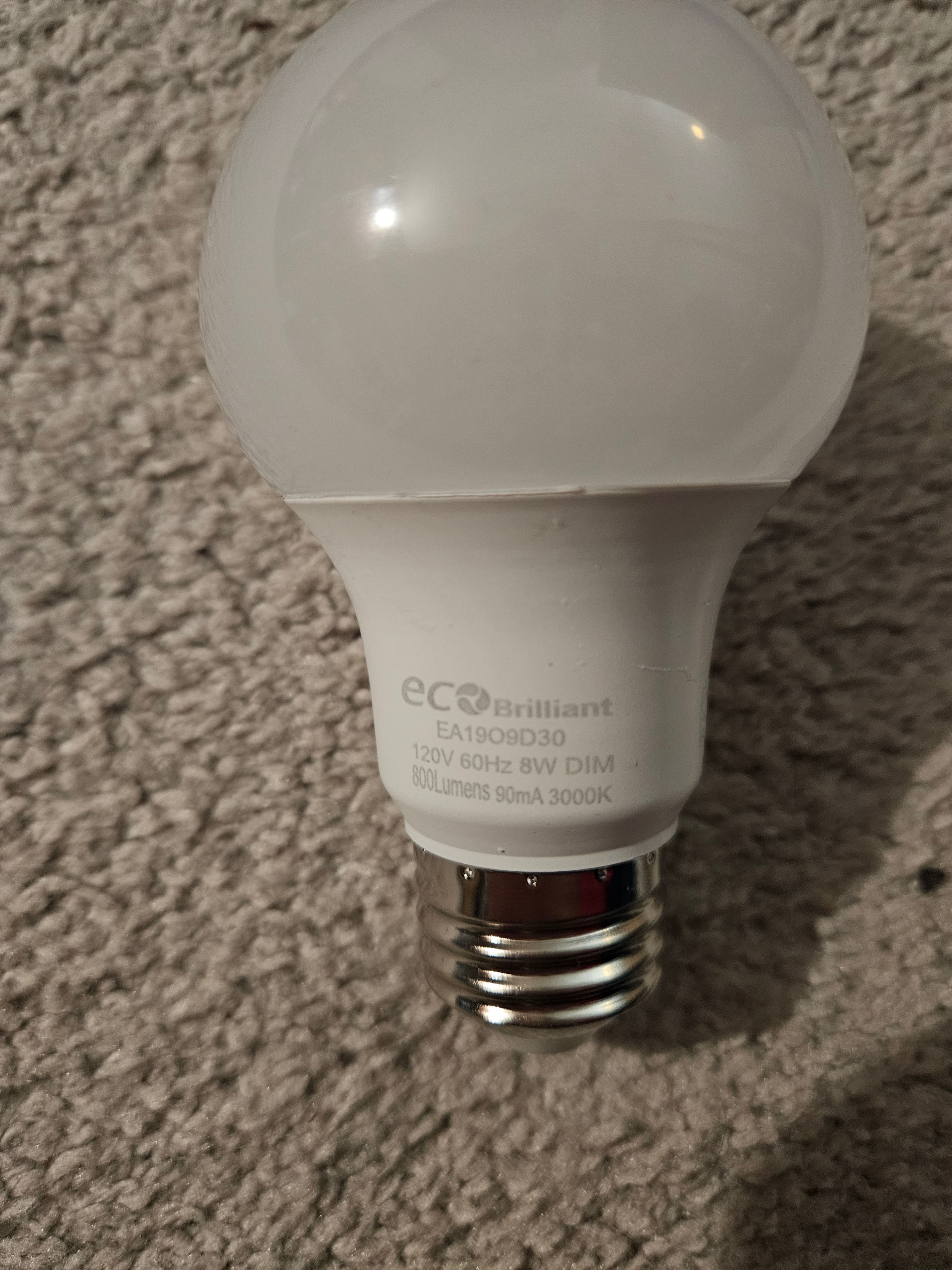 10 LED 3000K Eco Light Bulbs, 8W, 800LM, Energy Saving, E26