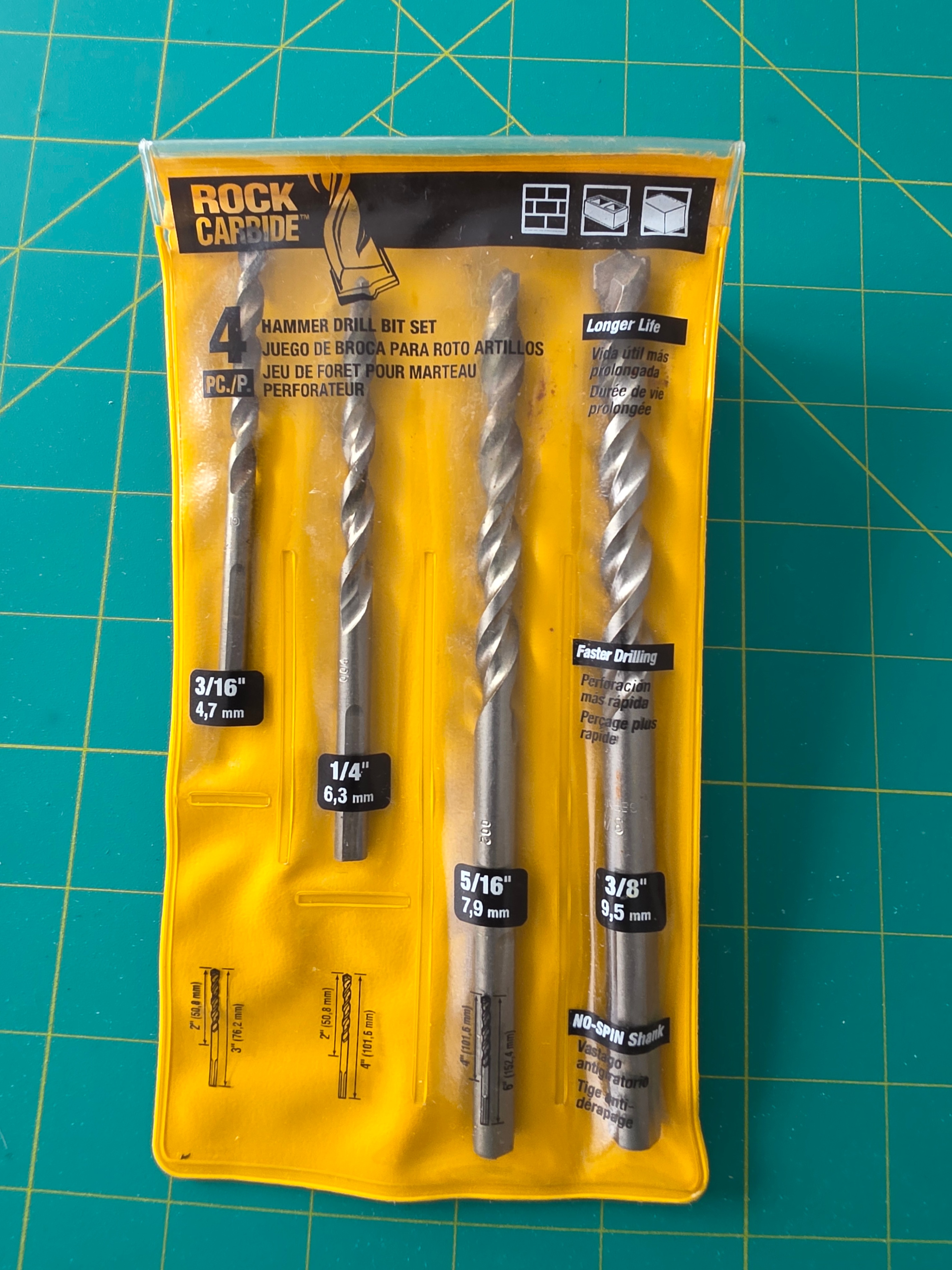 DEWALT DW5204 Rock Carbide Masonry Drill Bit Set – 4‐Piece