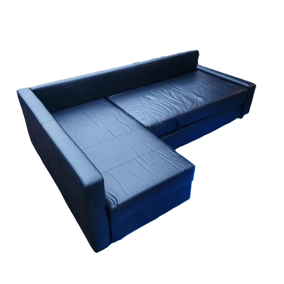 Ikea FRIHETEN Corner Sofa Bed w/ Storage - Black leather - photo 5