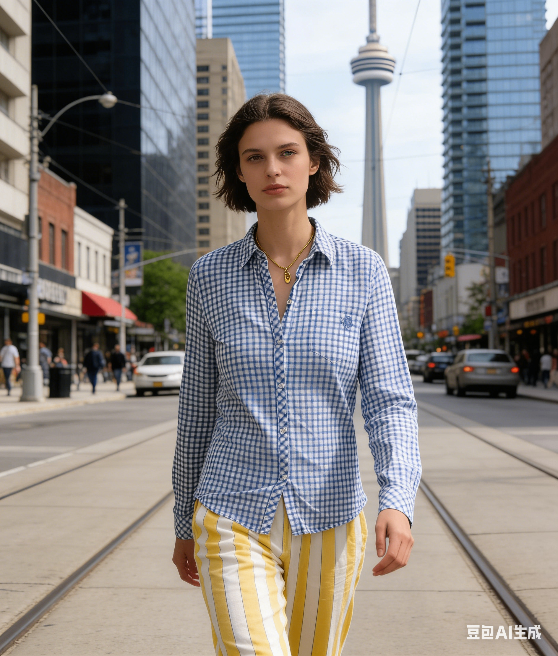 ESPRIT Blue Gingham Cotton Shirt – Like New! - photo 2