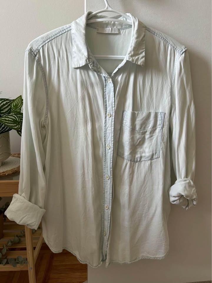 Mango Premium Denim Shirt, Size M Light Blue