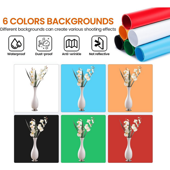 GLZWIG 24x24" LED Photo Studio Light Box – 6 backdrops included - photo 4