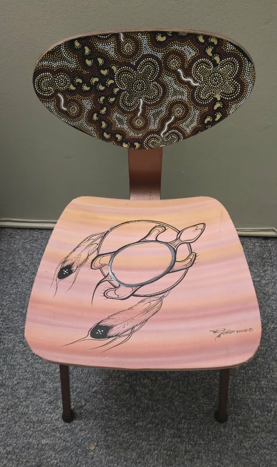 Randy Knott Original Native Art Turtle Island School chair