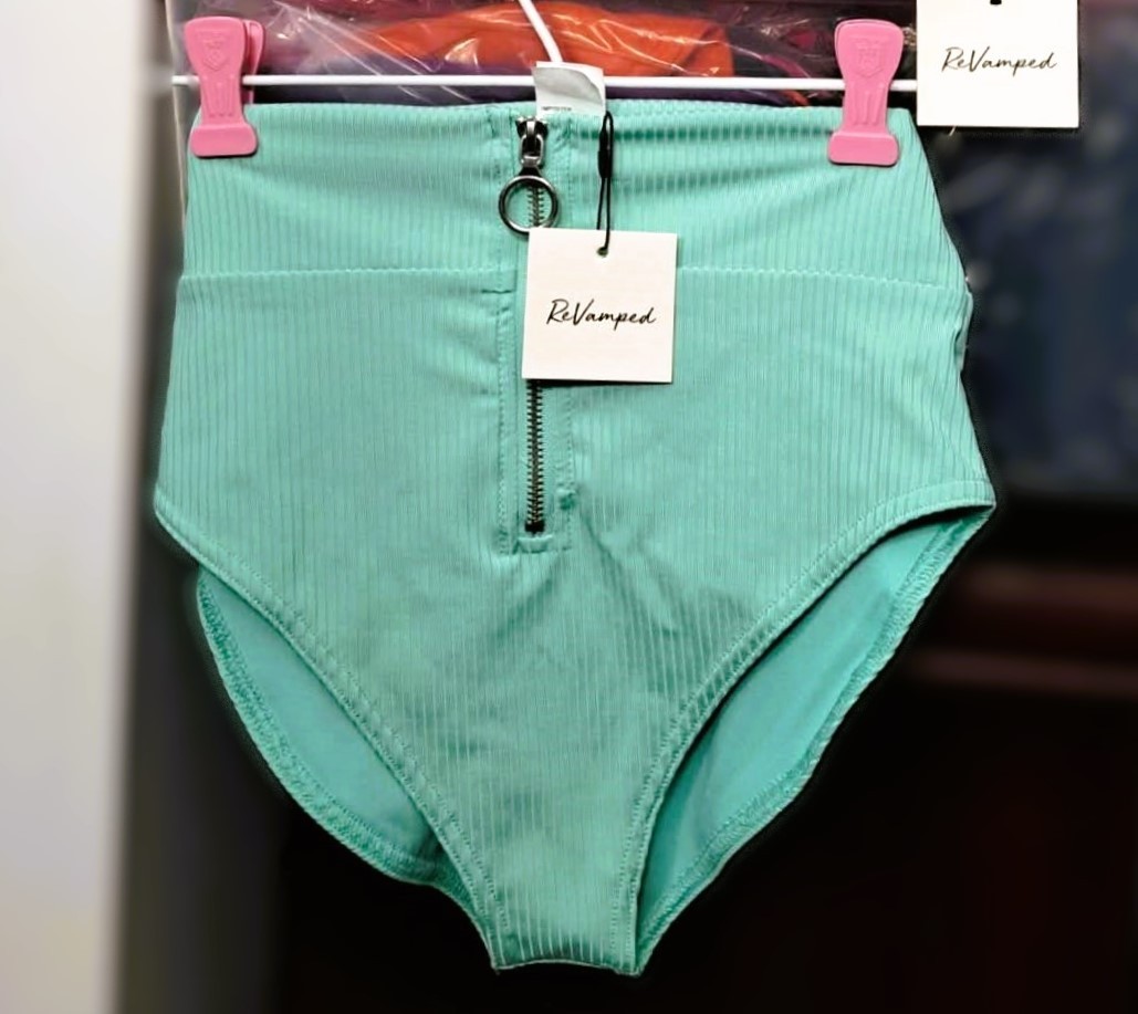 Brand New w/Tags Mint Ribbed Zipper Mint Green Bikini Set - photo 4