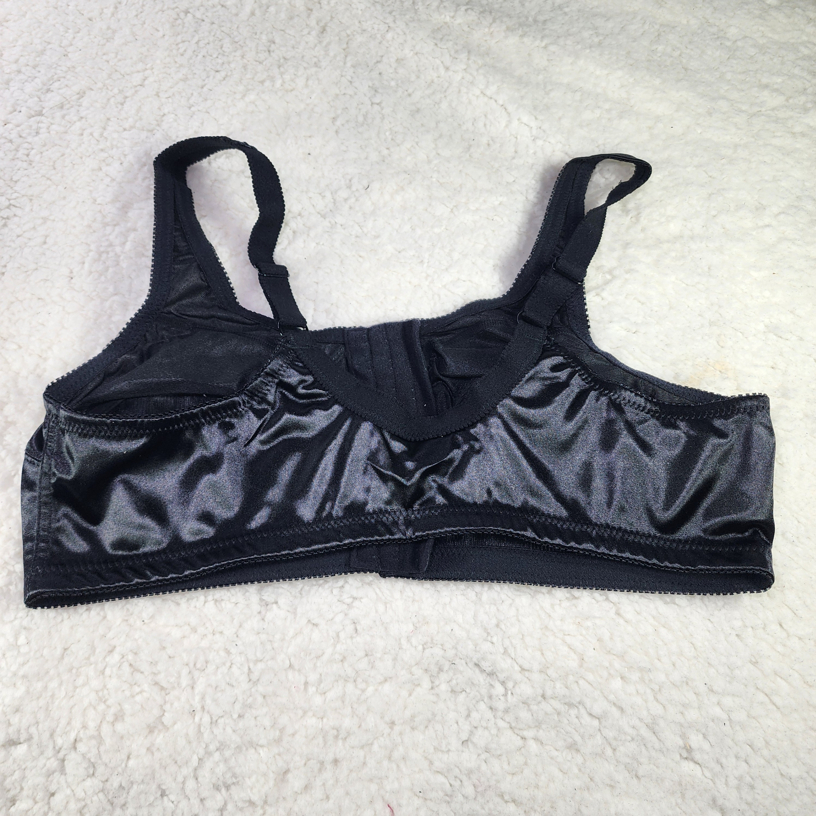38D Comfort Choice Front-Close Satin Wireless Black Bra. - photo 3