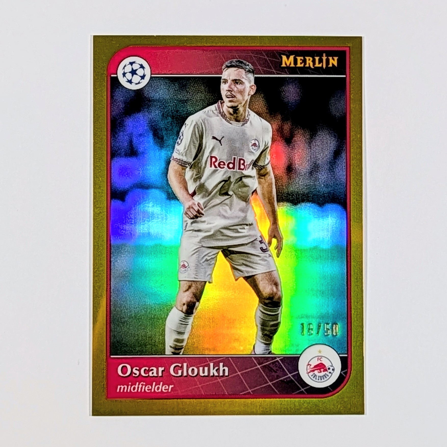 2024-25 Merlin Oscar Gloukh Gold Refractor #18/50 RB Salzburg