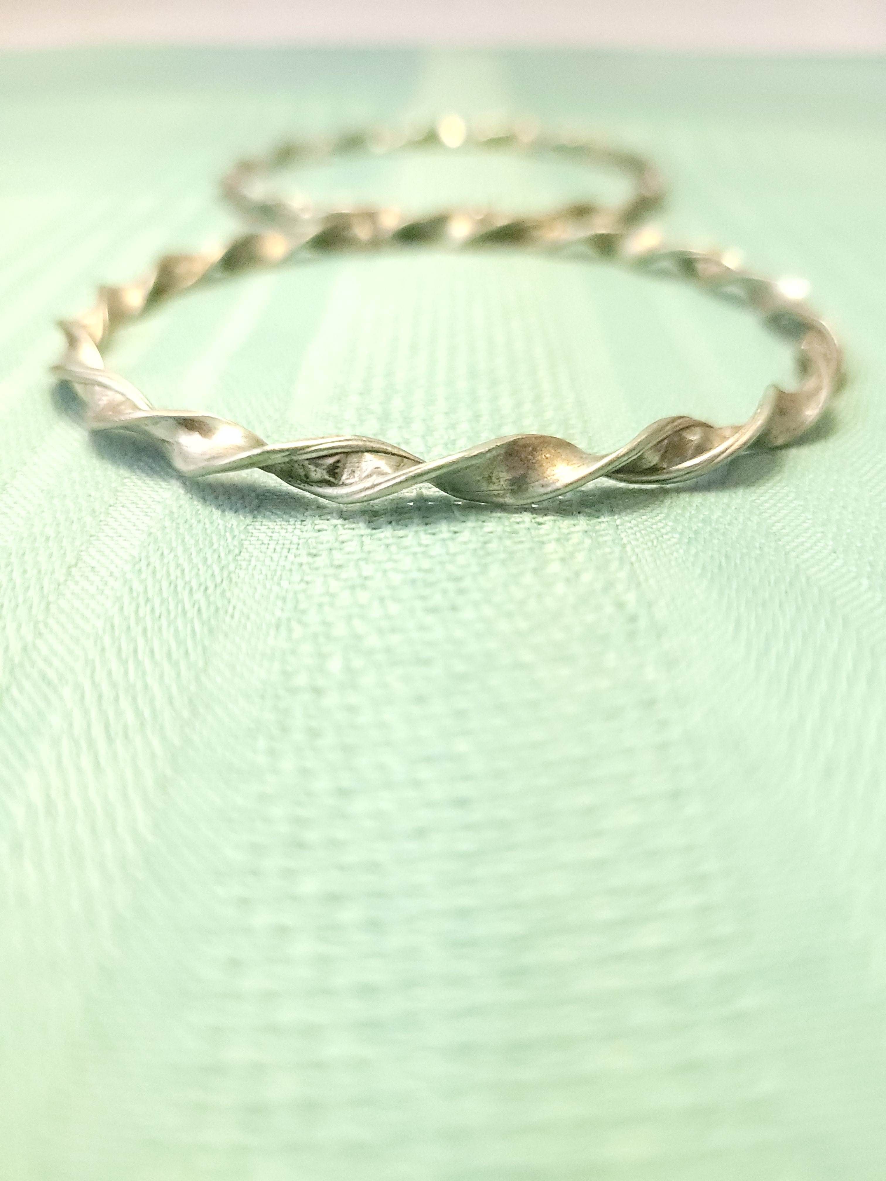 Pair of Silver Tone Twisted Ribbon Bangle Bracelets - 7.5cm - photo 3