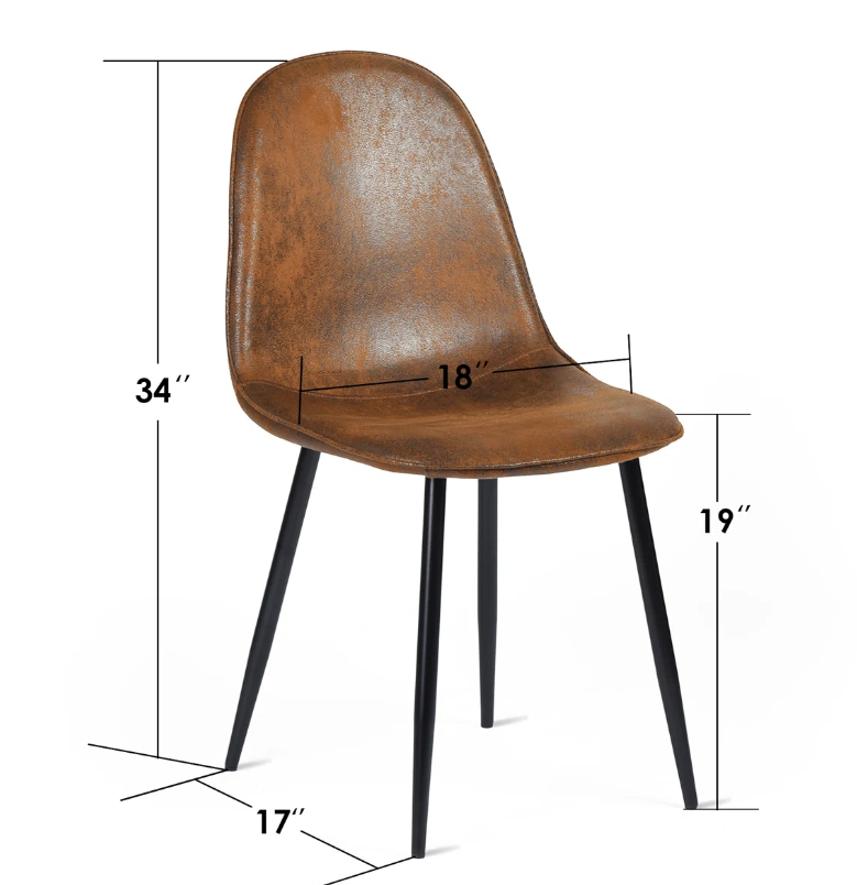 Set of 4 Faux Leather Dining Chairs - Brown - New in box - photo 3