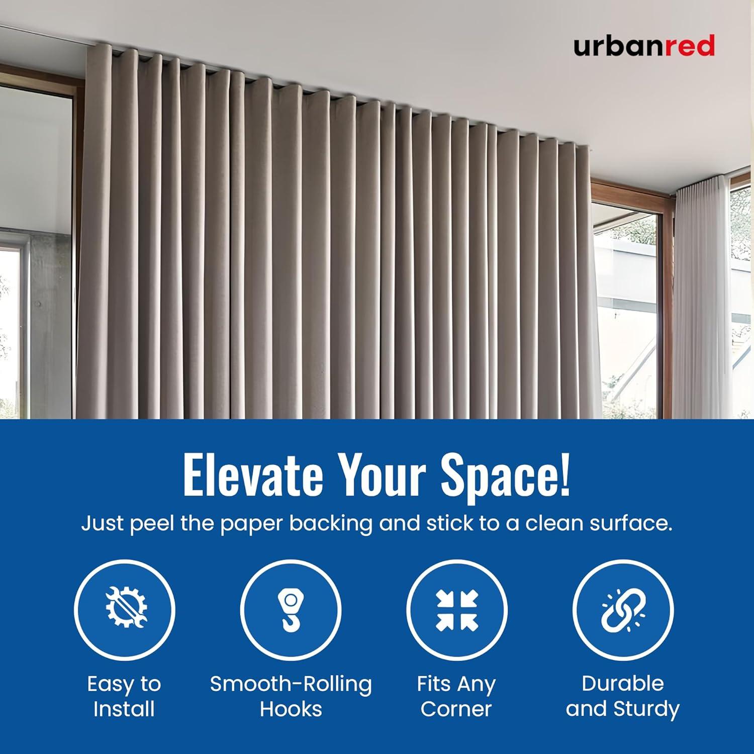 UrbanRed Adhesive Ceiling Curtain Track - 5 Meter