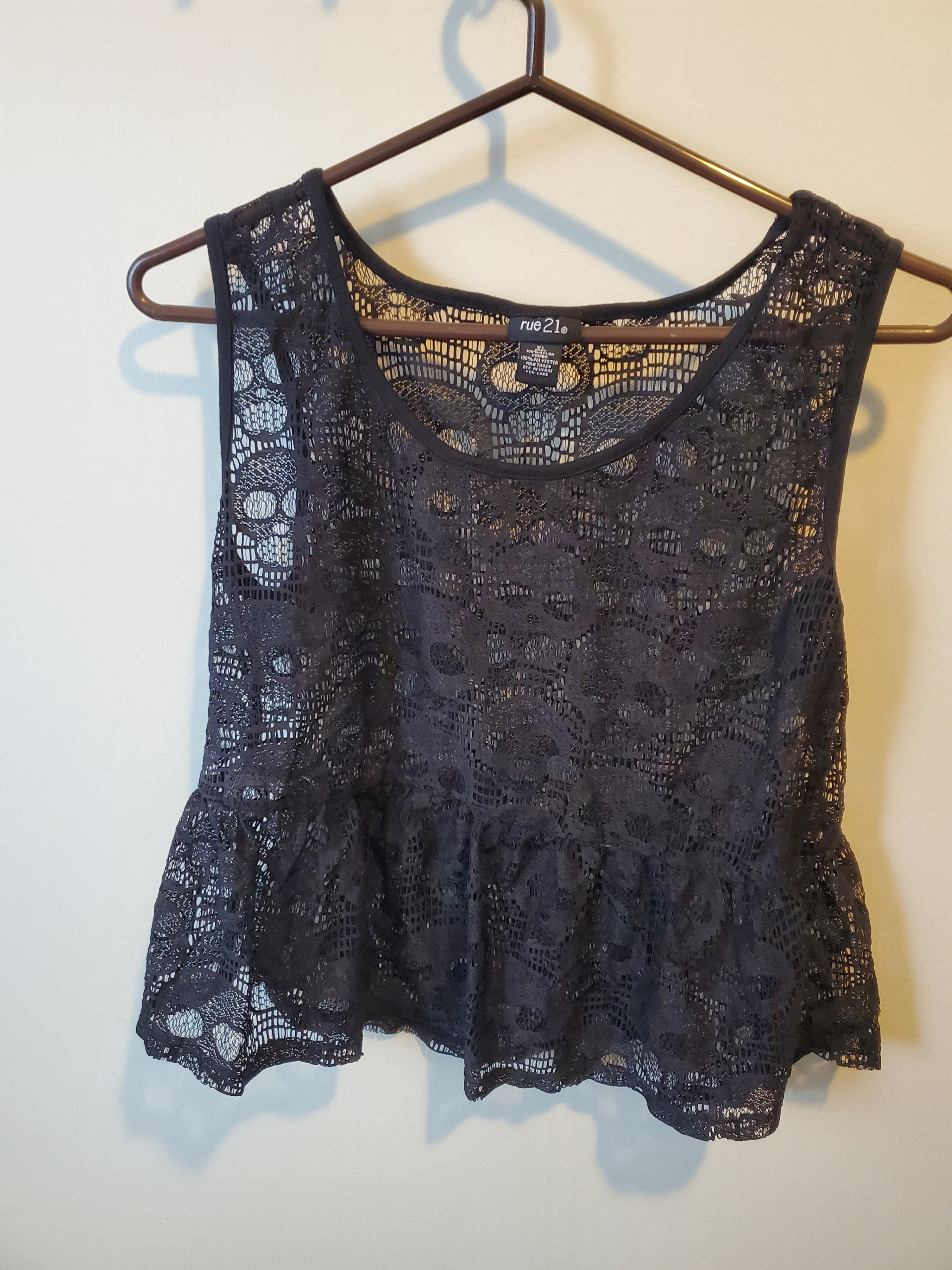 Lace Skull Print Tank Top Large
