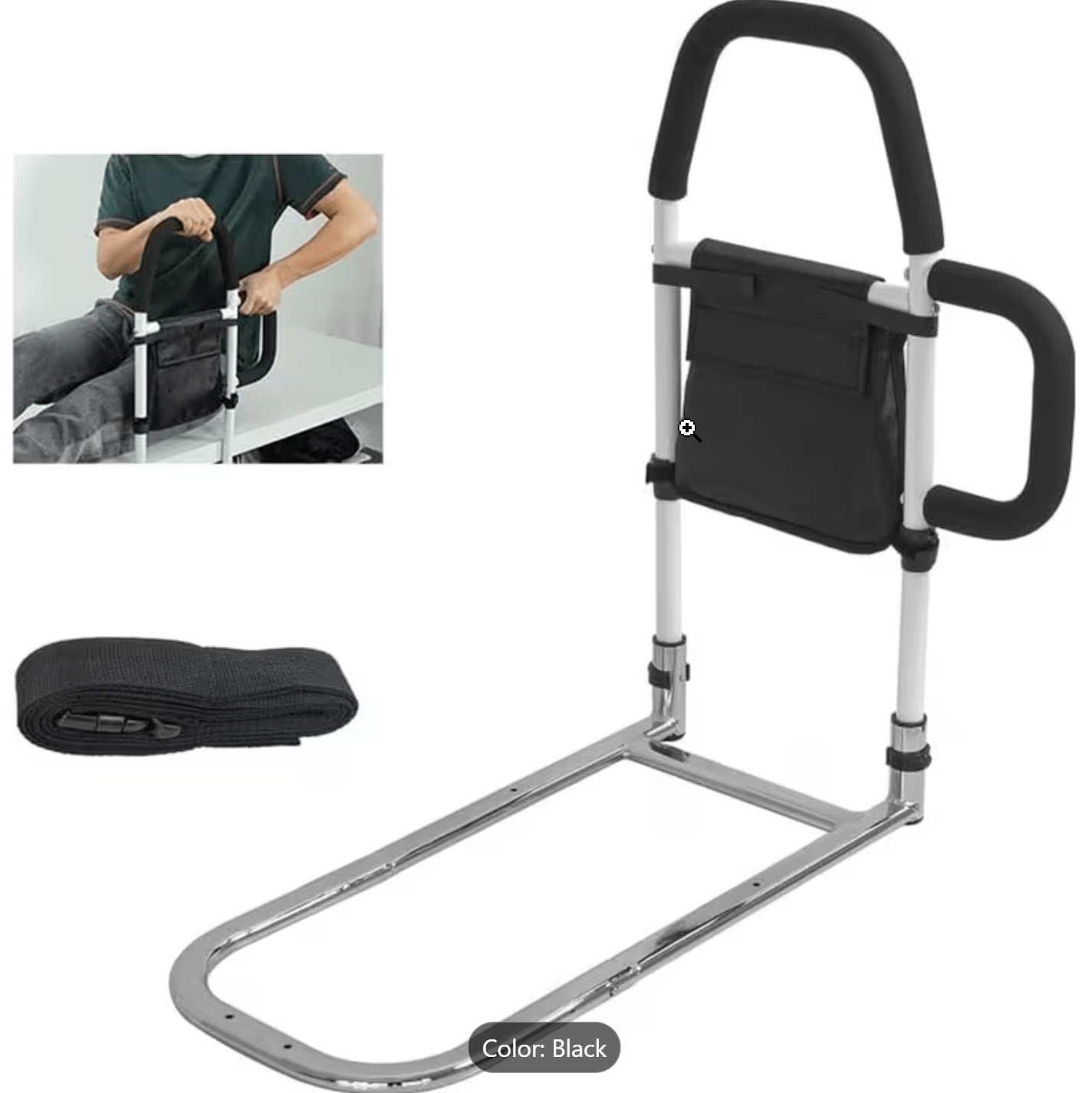 Bedside Support Rail with Dual Handles