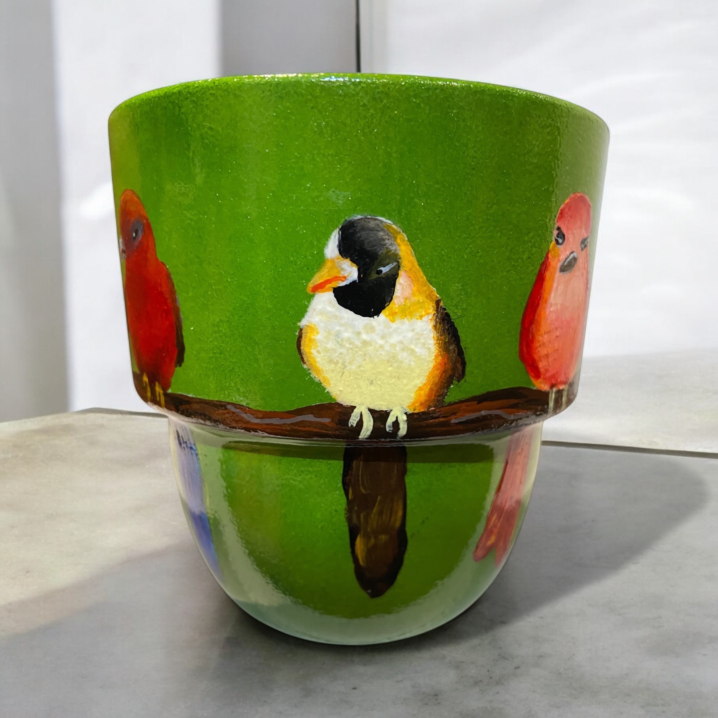 Hand-Painted Green Bird Mug - photo 4
