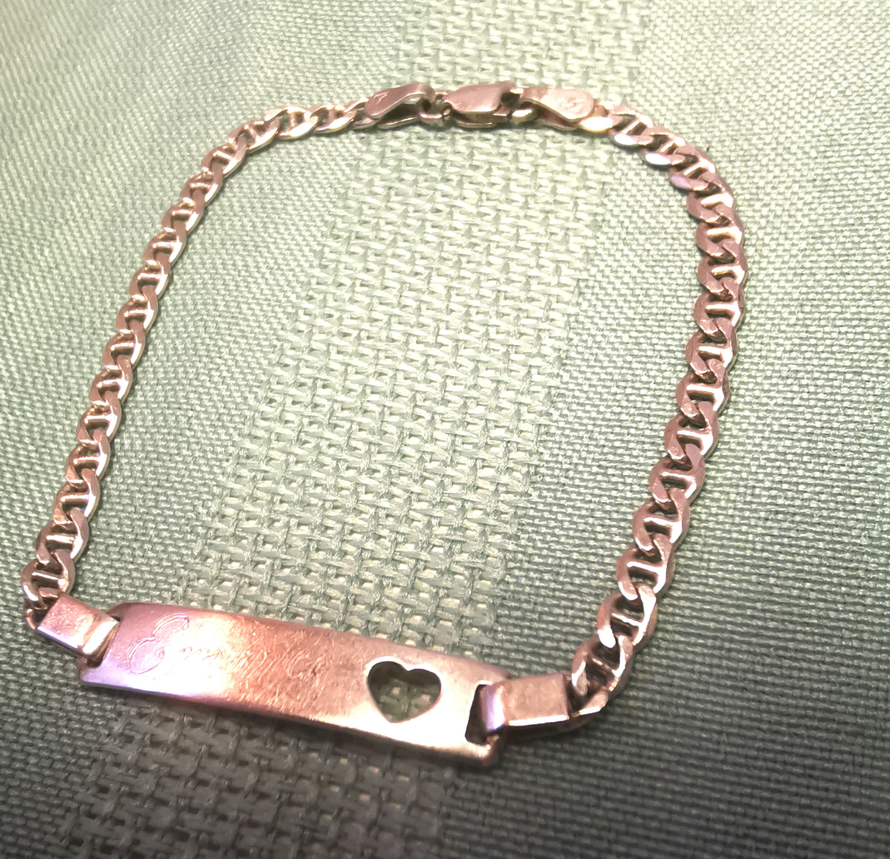 925 Sterling Silver Emma ID Bracelet Italy c1998 Mariner Link
