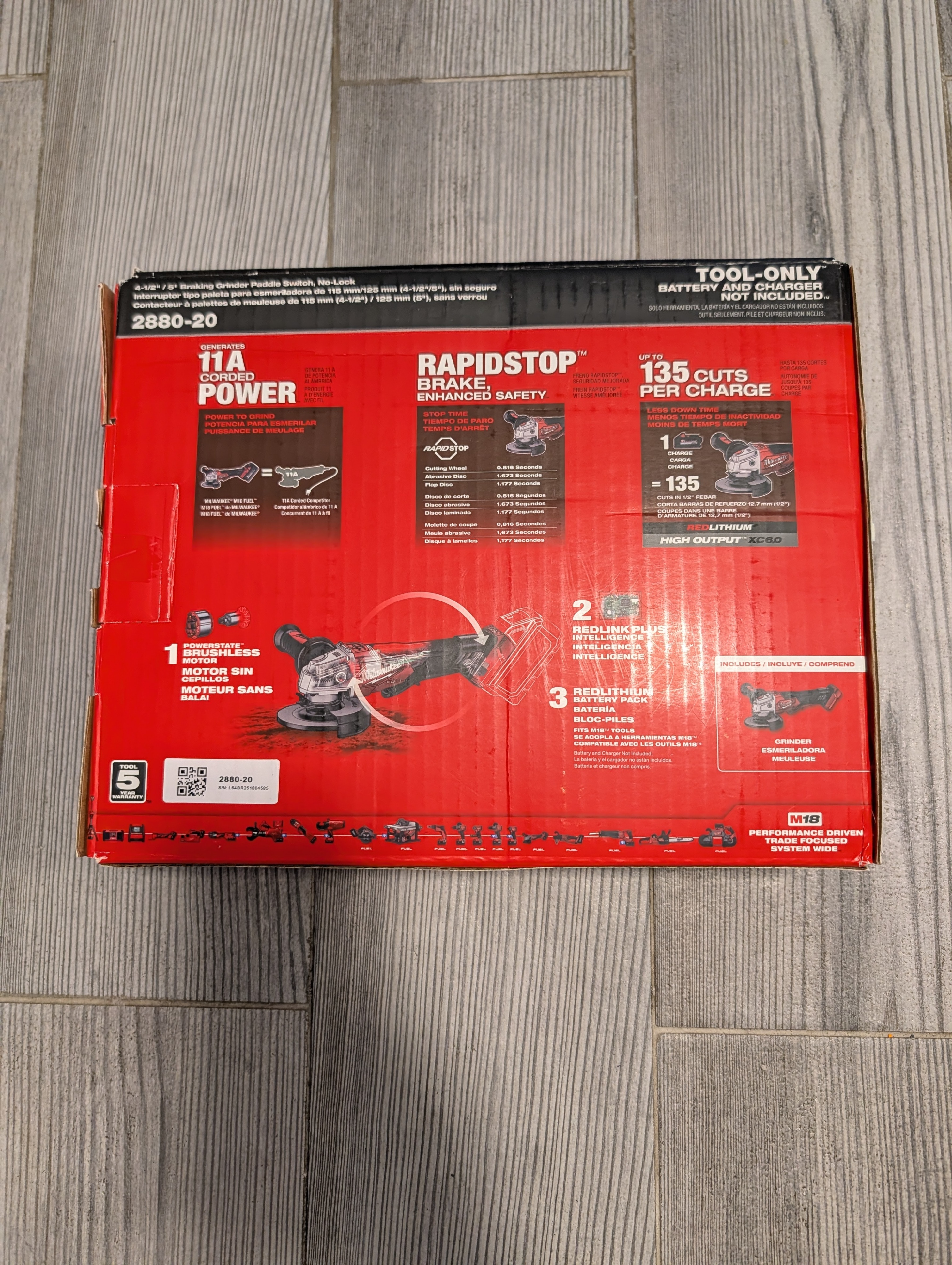 New Milwaukee M18 FUEL Brushless Grinder 2880-20, Retail $229 - photo 3