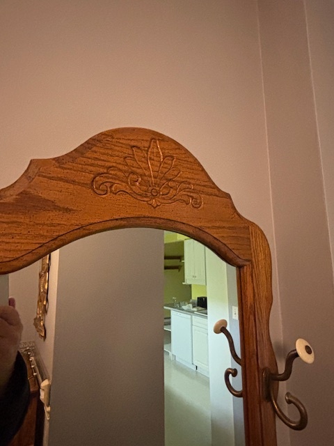 Solid Wood Entryway Hall Tree Mirror with Drawer & Hooks - photo 2