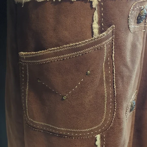 Brown Faux Suede Sherpa Lined Coat - photo 3