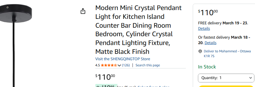 Mini Crystal Pendant Light - Matte Black Finish - photo 2