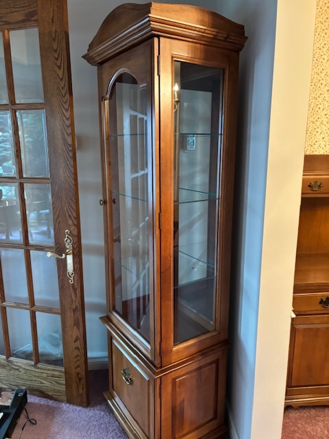 Solid Wood Lighted Curio Display Cabinet – Glass Shelves - photo 5