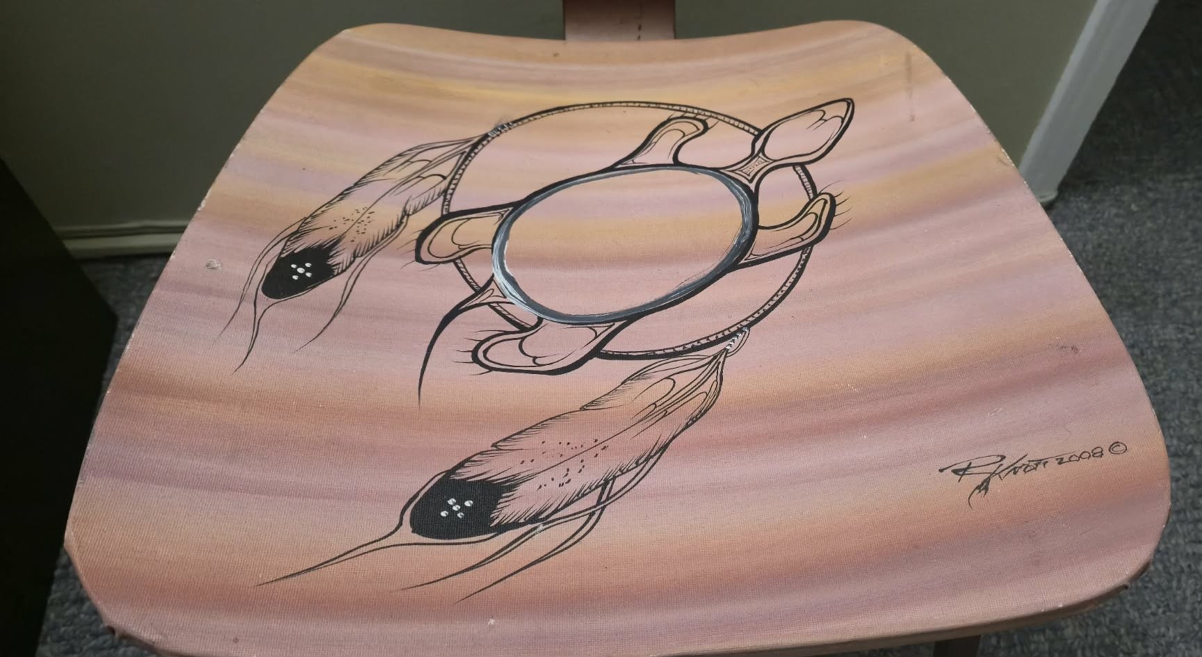 Randy Knott Original Native Art Turtle Island School chair - photo 4