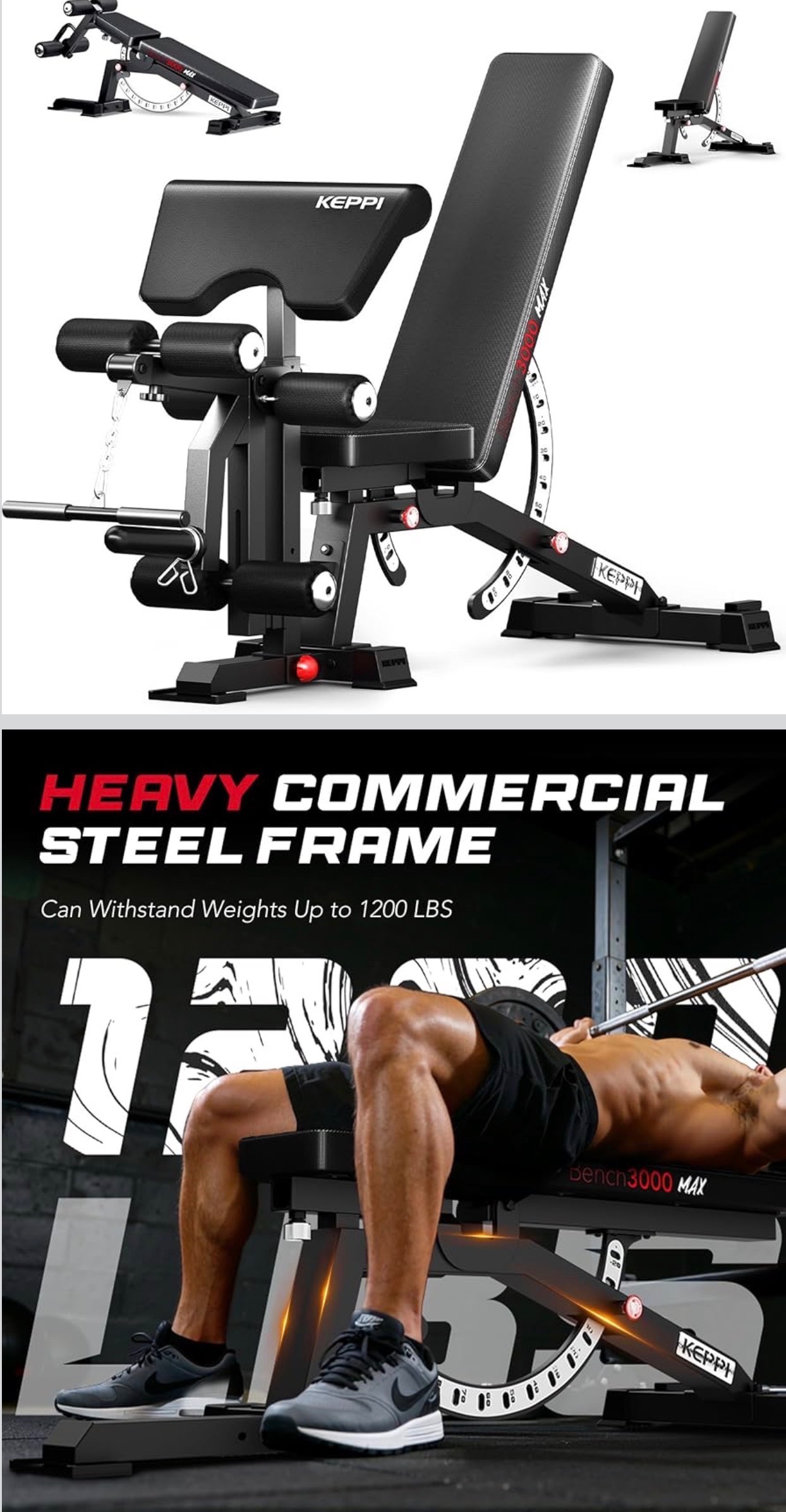 Adjustable Weight Bench 1200lbs H-Duty Flat Incline/Decline/Sitp - photo 4