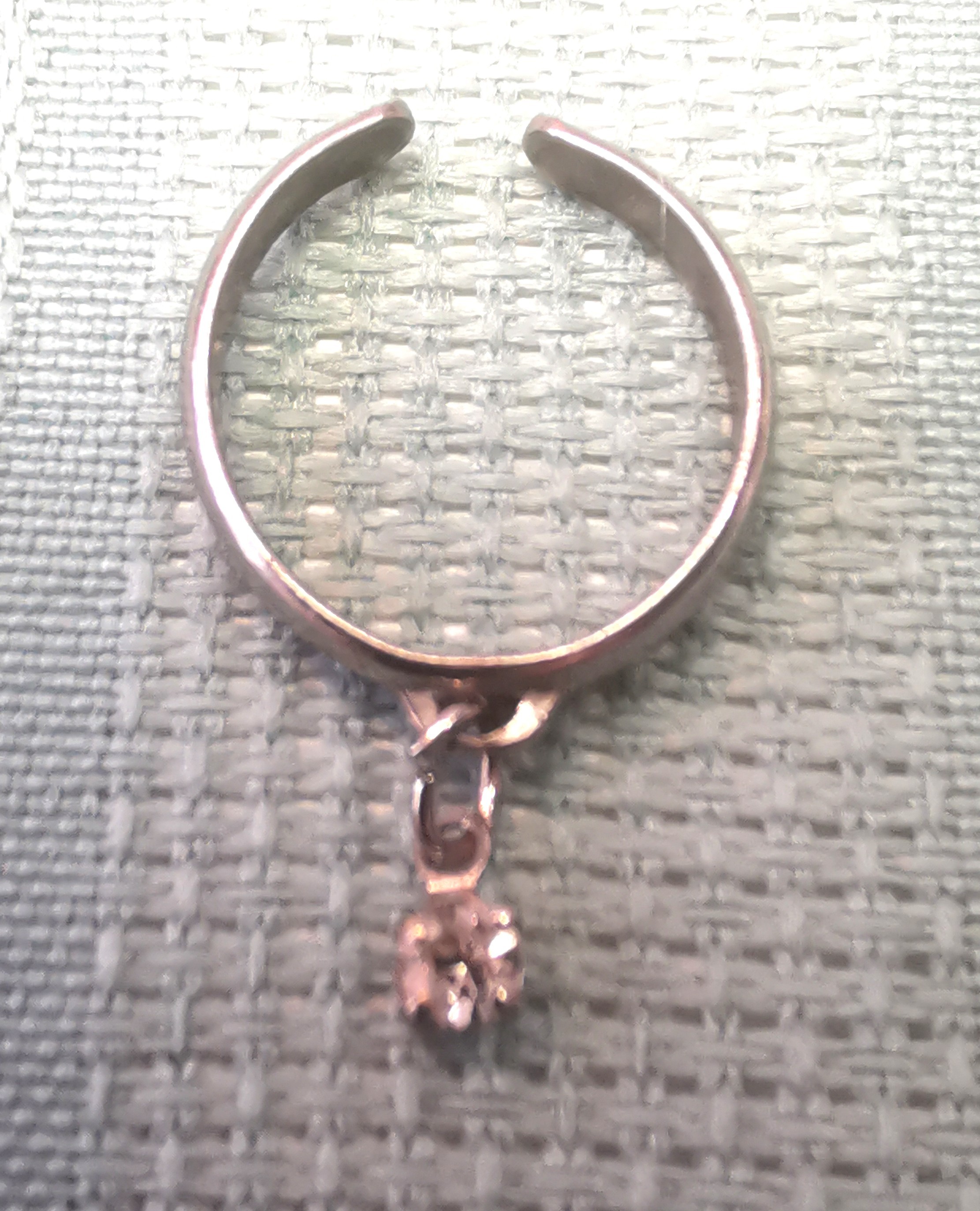 1990s Thailand Silver Tone Solitaire Charm Adjustable Ring - photo 4