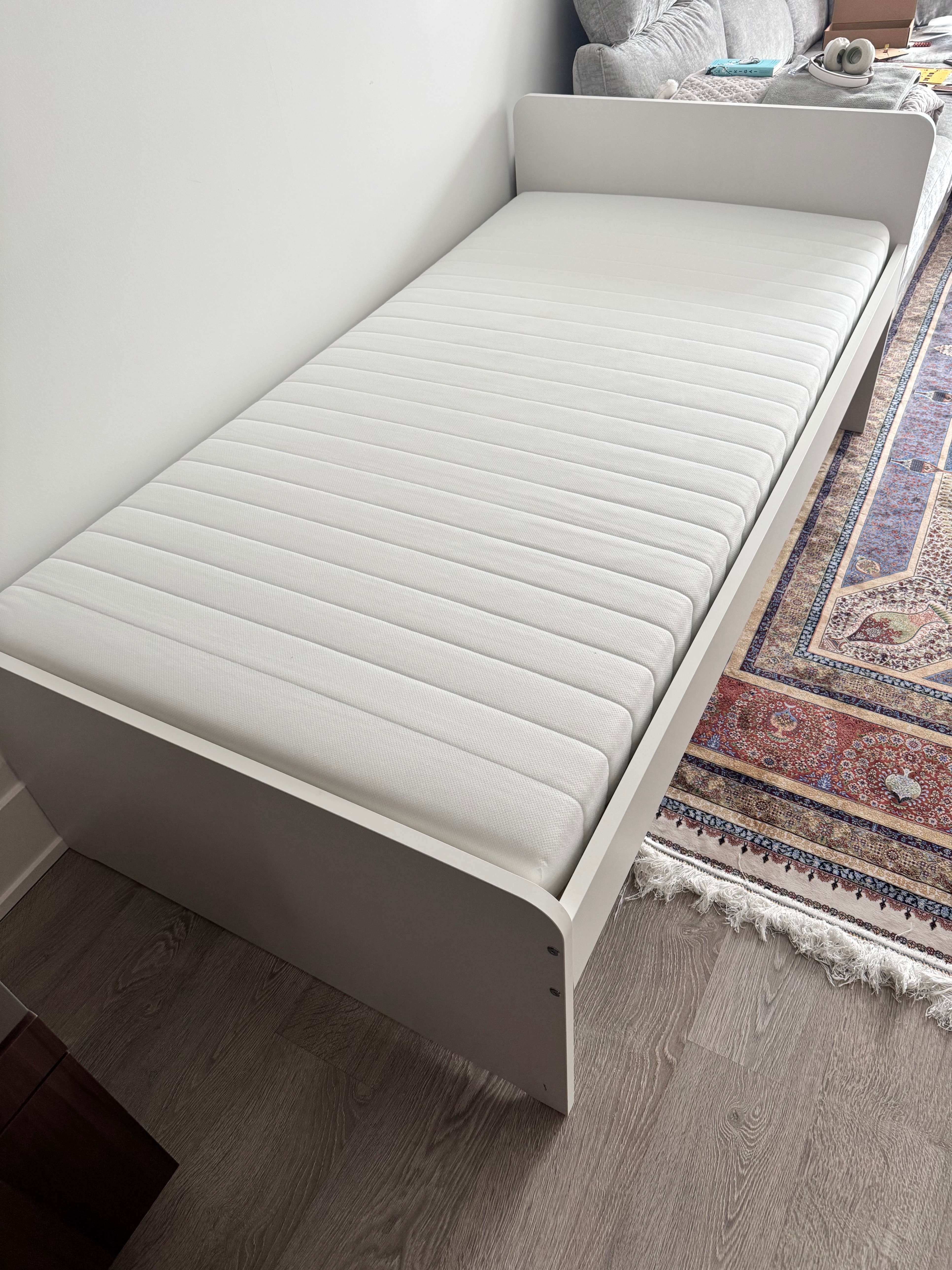 Complete IKEA Twin Bed Set: SLÄKT Bed + Mattress + Nightstand - photo 3