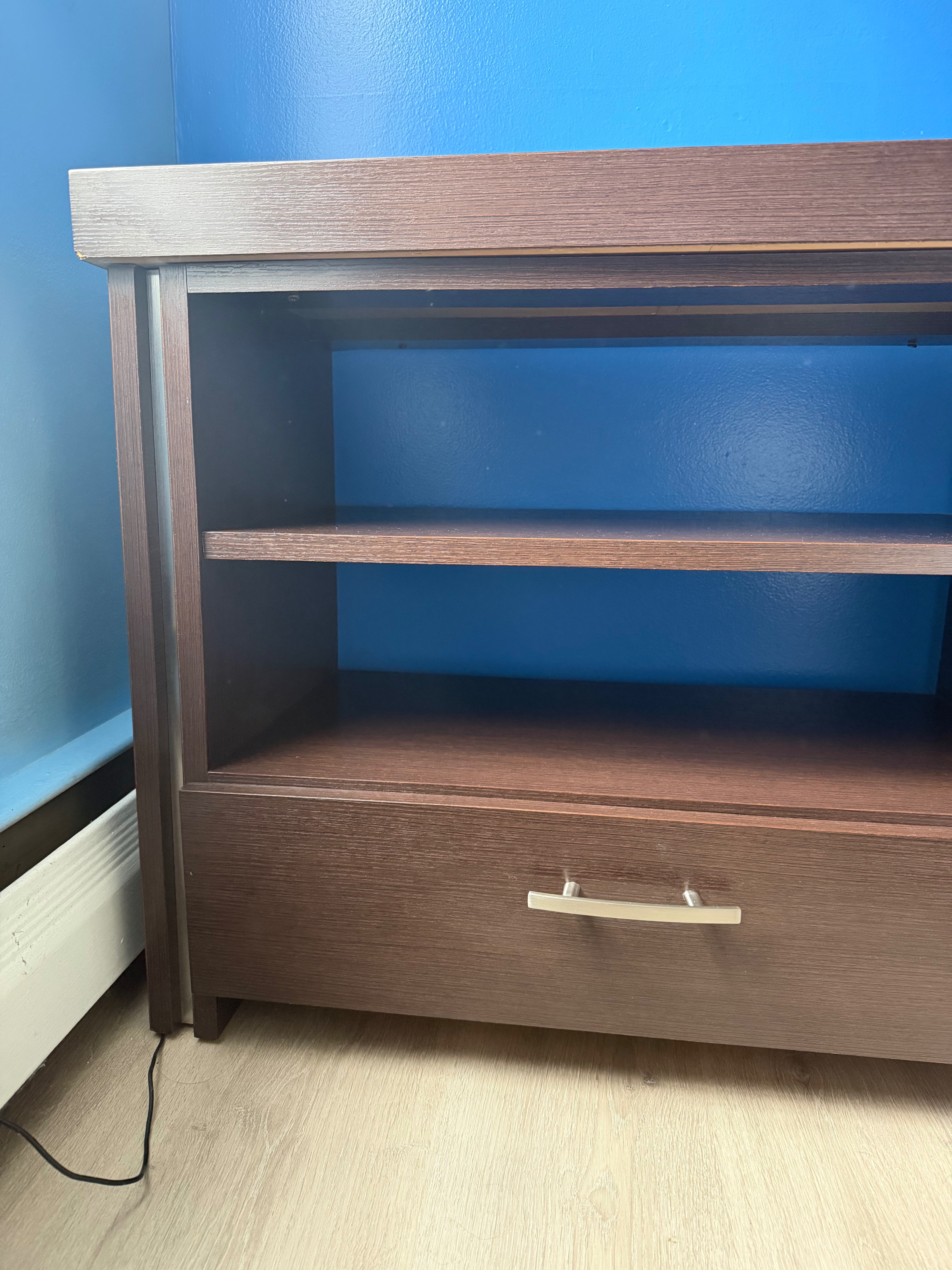 Brown Wooden TV Stand with Shelves - photo 4