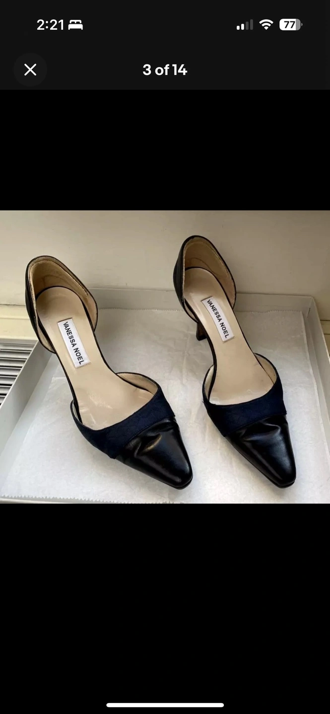 🧡 Venessa Noel Pointed Toe Black Heels Shoes 36.5 US 7.5 - photo 3