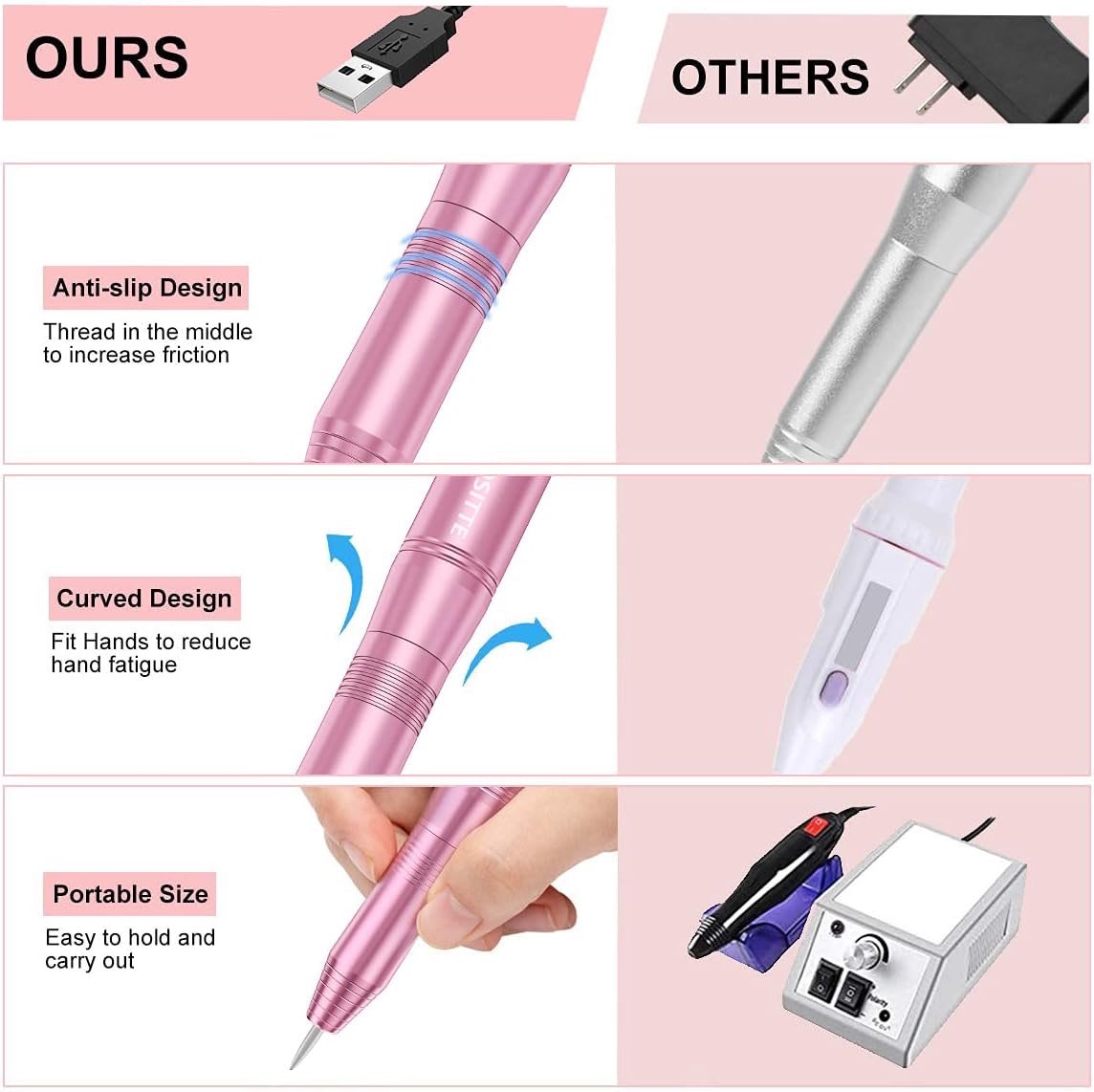 Cositte Nail Drill with Sanding Bands