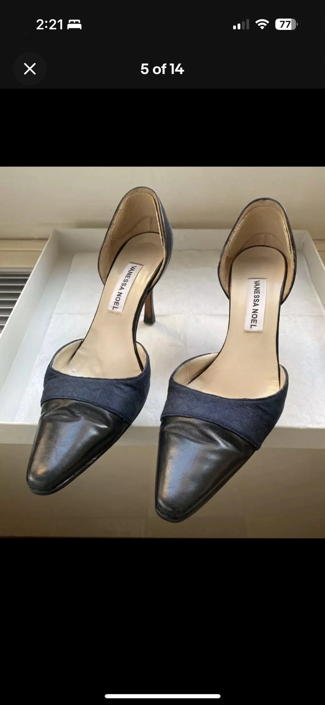 🧡 Venessa Noel Pointed Toe Black Heels Shoes 36.5 US 7.5 - photo 5