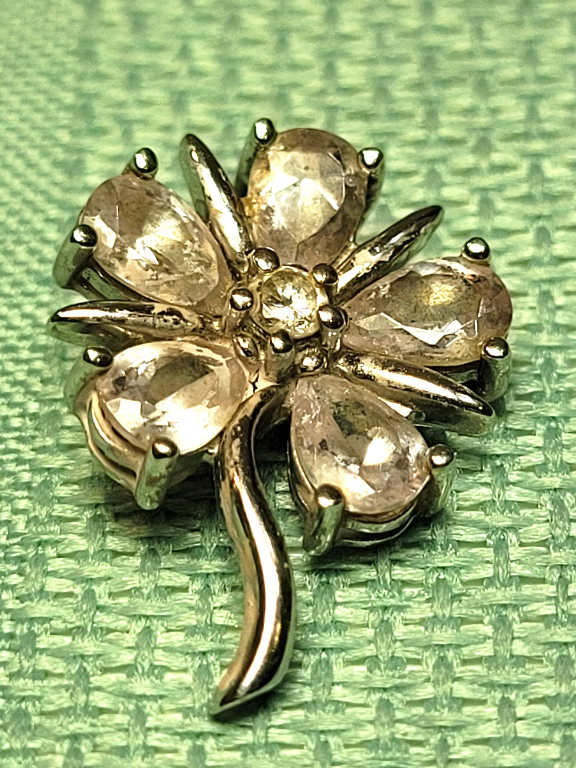 2004 Sterling Silver 925 Cubic Zirconia Flower Pendant Hallmark - photo 2