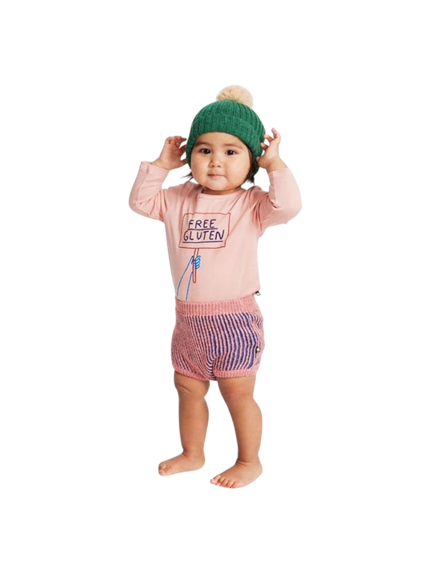 Oeuf Green 100% Baby Alpaca PomPom Beanie Knit Hat Size 6-12M - photo 2