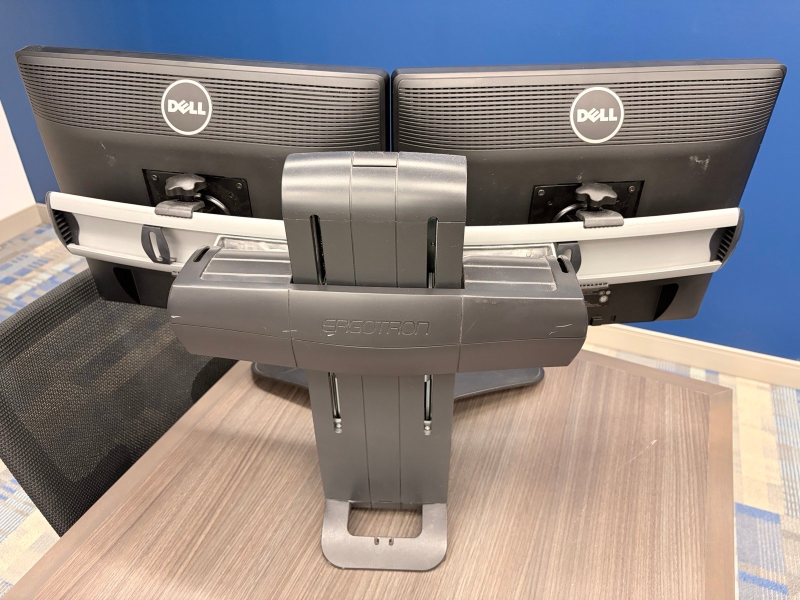 Ergonomic duo monitor stand for up to two 24 inch monitors