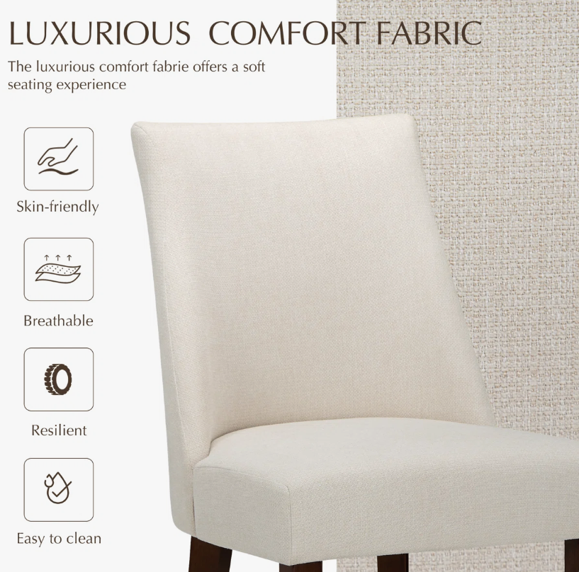 Solid Wood Dining Chairs - Set of 4 - Cream Fabric - New in box - photo 5