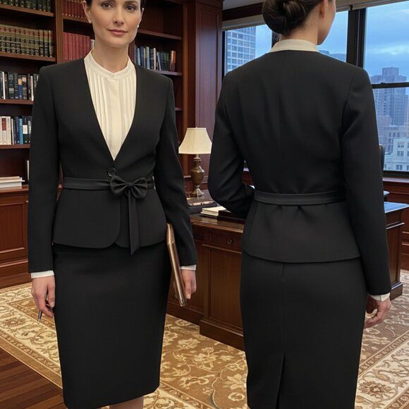 Sandra Angelozzi Women's Black Office Wear Blazer and Skirt Set - photo 2