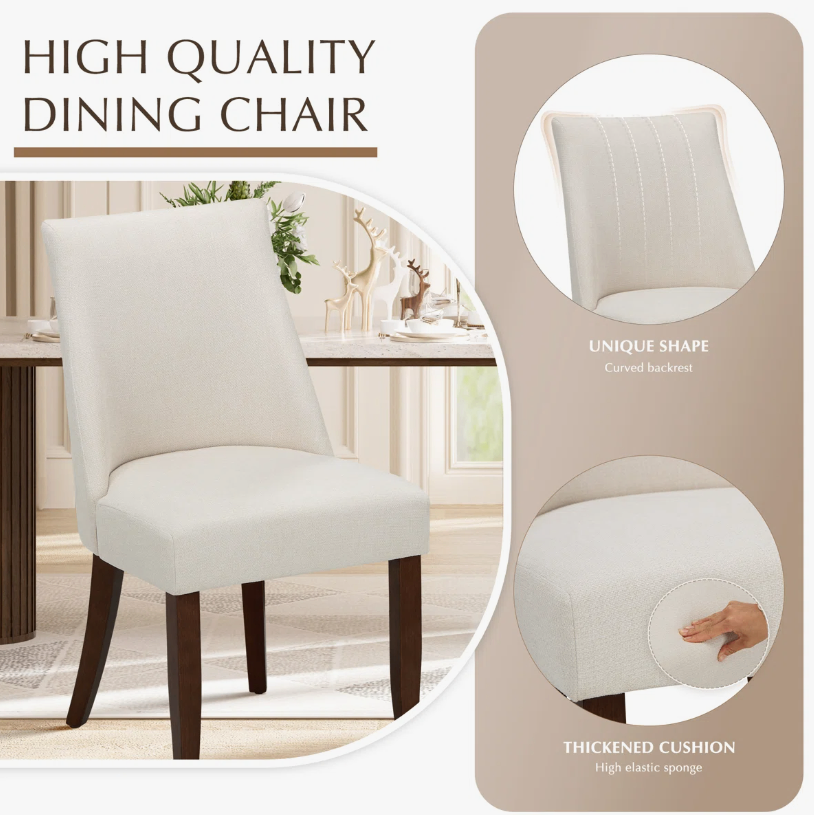 Solid Wood Dining Chairs - Set of 4 - Cream Fabric - New in box - photo 4