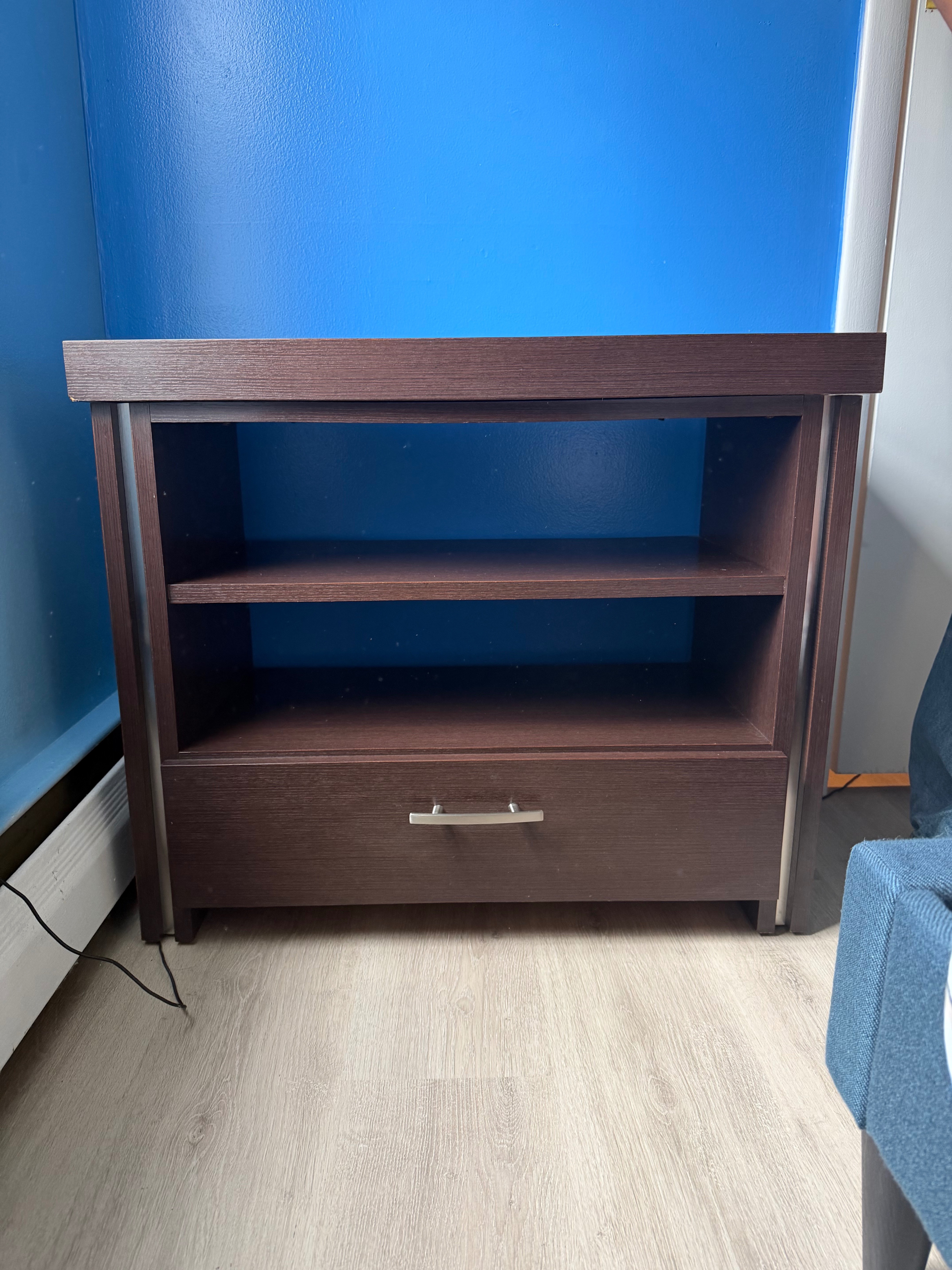 Brown Wooden TV Stand with Shelves - photo 2