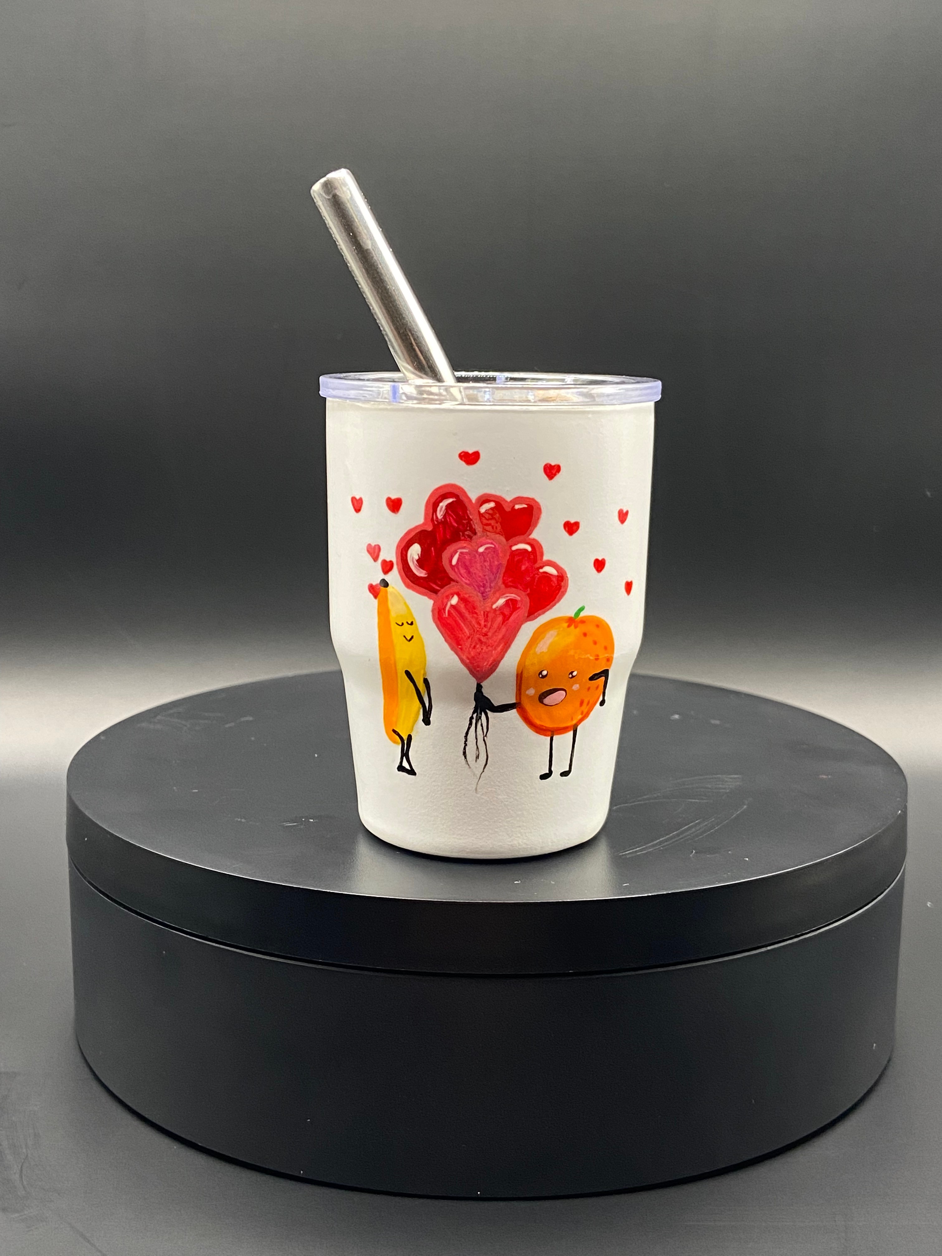 Hand-Painted Stainless Steel Mini Tumbler with Straw Set - photo 3