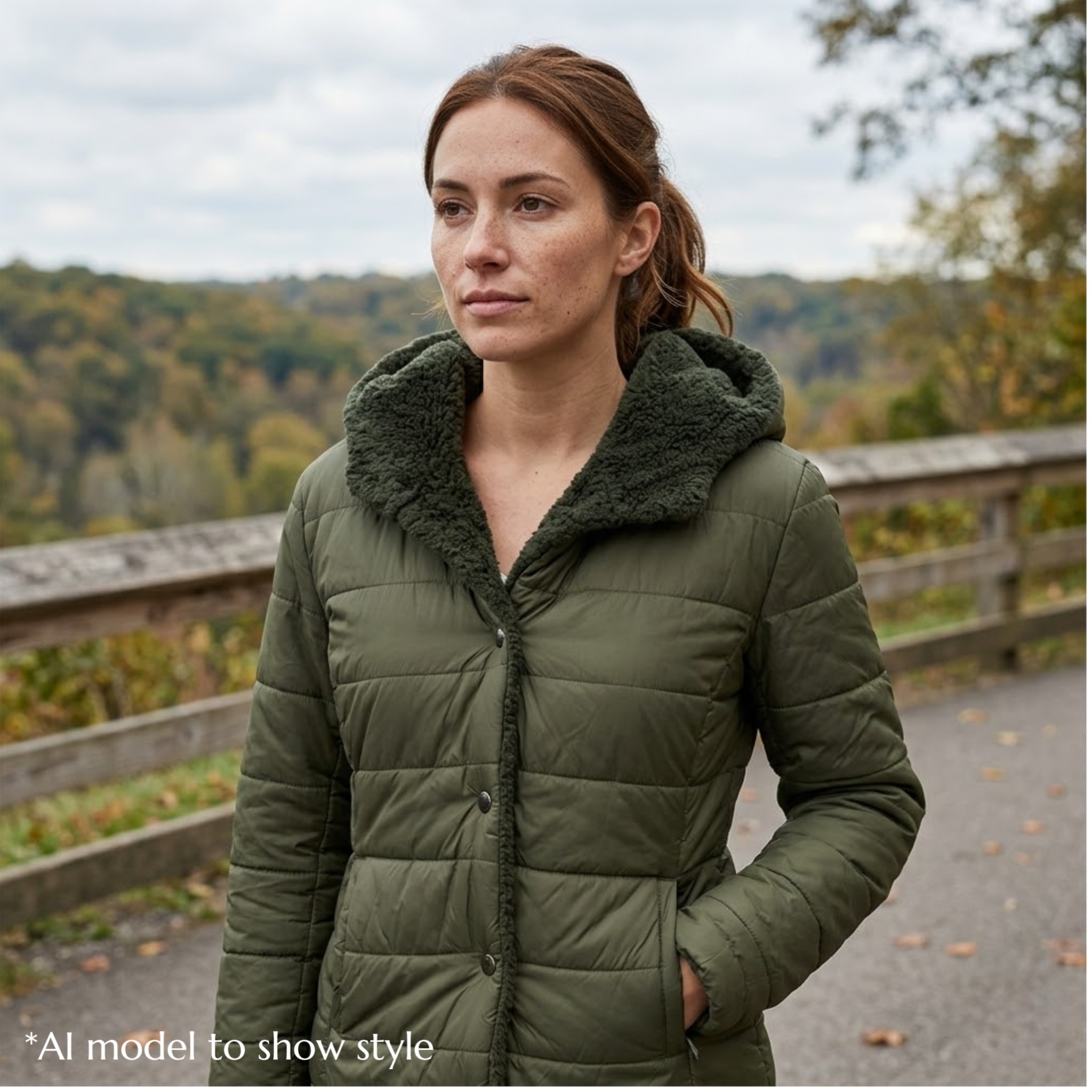 GUESS Dark Olive Green Lightweight Puffer Jacket - Size S