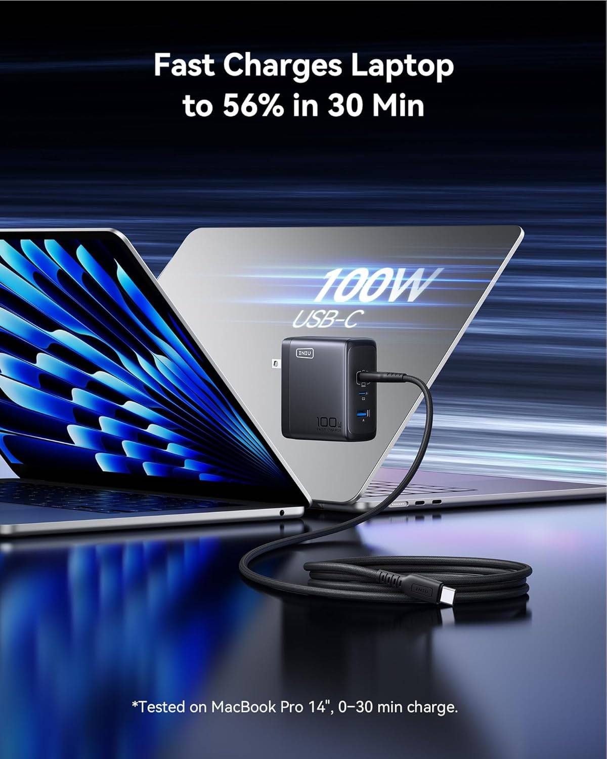 INIU 100W 3-Port PD Fast Charging, Advanced GaN Power - photo 5