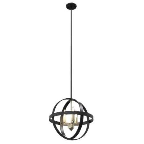 NEW Stunning DVI Compass 3-Light Pendant, Graphite, Satin Nickle