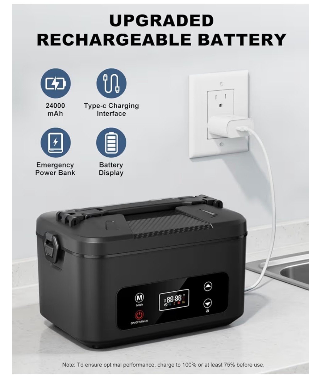 Electric Lunch Box, 1.2L Cordless Heated Lunch Box - photo 5