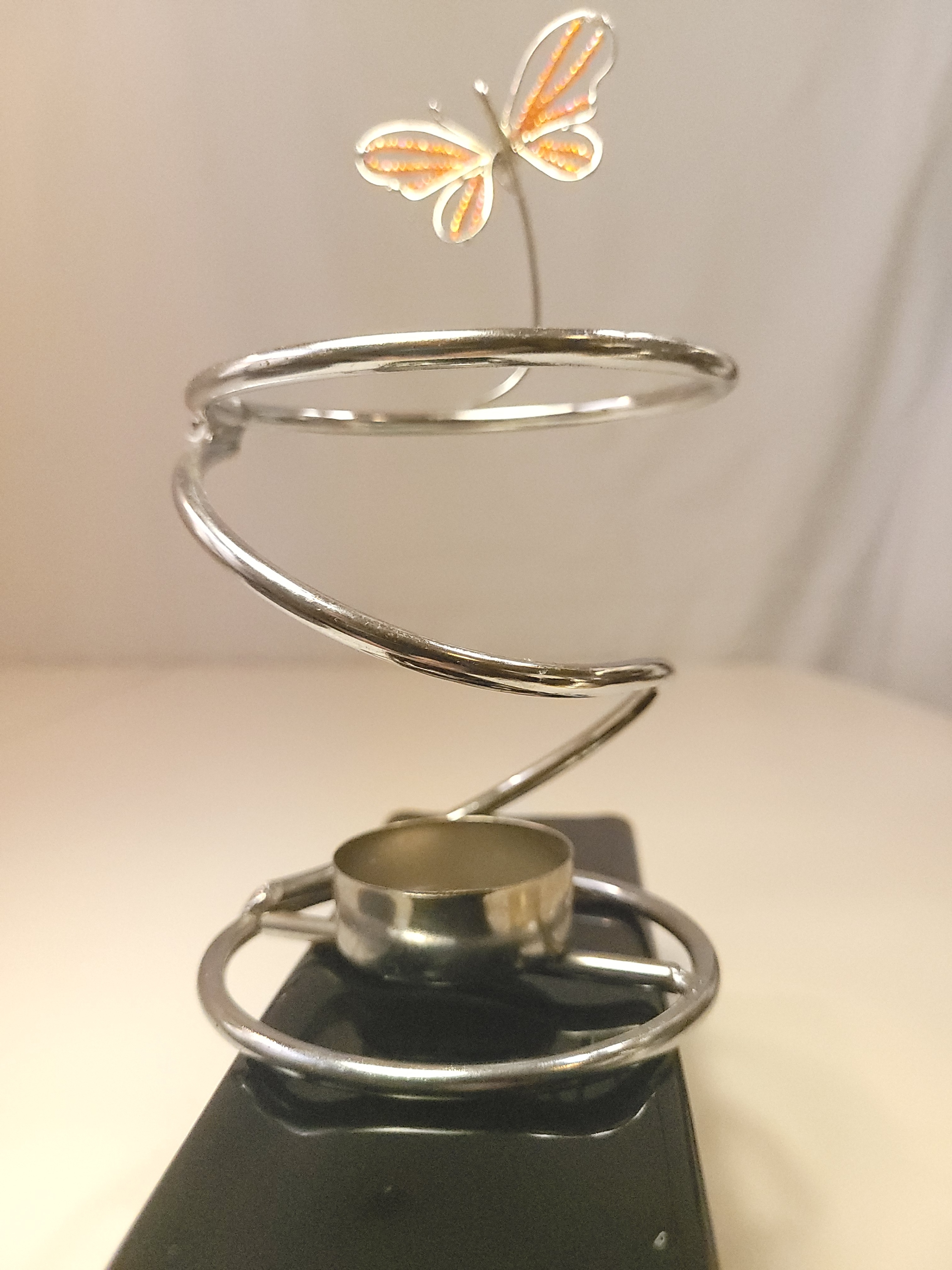 Butterrfly Tea Light Holder Spiral Wire Candle Stand Beaded But - photo 4