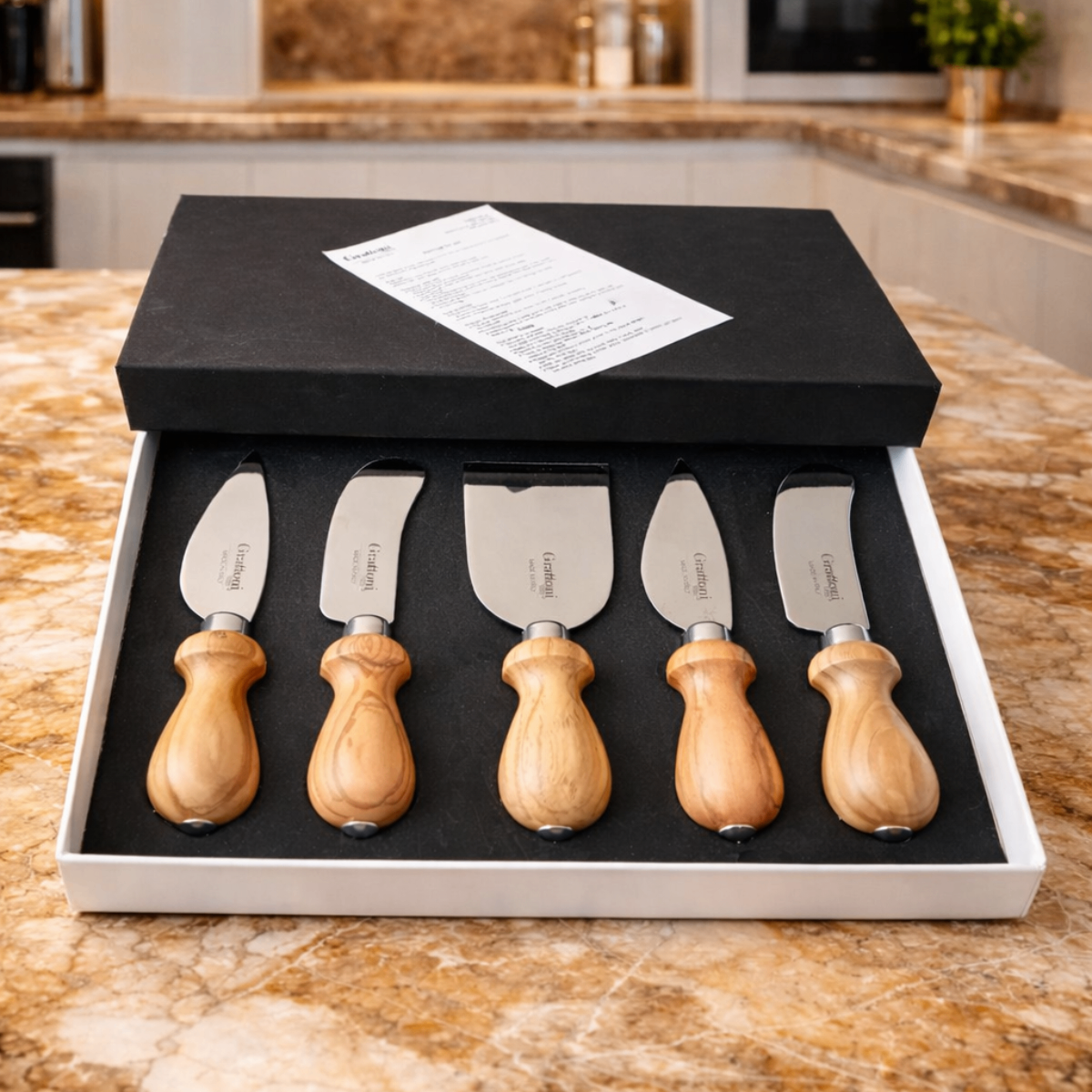 RETAIL PRICE$78-SEALED,UNUSED Grattugi cheese knives,olive wood